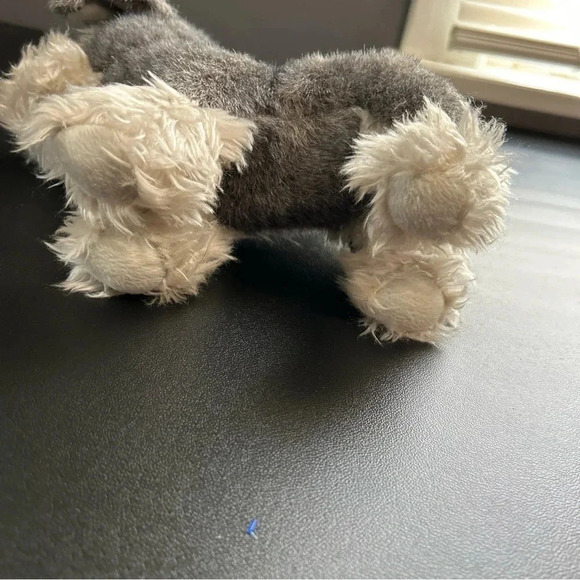 Battat Pucci Plush 10” Schnauzer Puppy Dog Gray White With Pink Ear‎ Bow - Picture 10 of 12